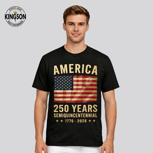 <span class=keywords><strong>T</strong></span>-<span class=keywords><strong>Shirt</strong></span> con Grafica della Bandiera per il 250° Anniversario dell'America, Maglietta Culturale USA Personalizzata 100% Cotone con Stampa a Trasferimento Termico, Manica Corta - Product Image 1