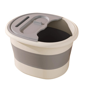 <b>Foldable</b> Foot <b>Bath</b> Bucket Cream Color With Lid Plastic Massage For Foot And Leg Home Dormitory Use - Product Image 3