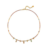 Collier Pendentif Multicolore en Cristal Zircon Coquillage, Perles de 3mm, Plaqué Or 18K, Acier Inoxydable PVD, Bijoux pour Usage Quotidien et Cadeaux