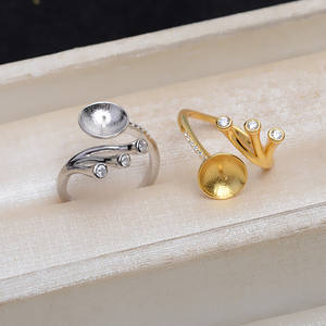 แหวนเงินแท้ S925 ปรับขนาดได้ 10-12 พร้อมที่ใส่ไข่มุก 5028 อุปกรณ์ทำเครื่องประดับ พร้อมฝาปิด ขนาด 6 มม. - Product Image 2