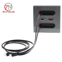 Prise USB Fynova avec câble de charge télescopique 20W, prise de courant Type-C, prise murale universelle USB pour bureau, hôtel