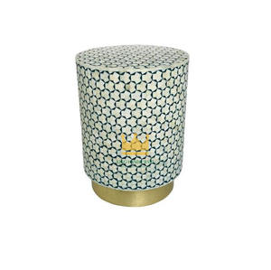 Vietnam Adjustable Modern Mother of Pearl Inlay <b>Stool</b> with Aluminium Base in Gold Handmade Hotel Use Home Furniture - Product Image 1