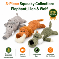 Jouets couineurs pour chiens Lion Éléphant en peluche, jouet à mâcher indestructible, animaux en peluche durables pour mâcheurs agressifs, nettoyage des dents, chiot
