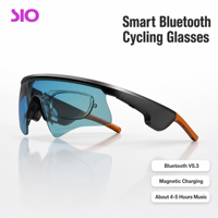 Lunettes audio intelligentes pour le cyclisme en extérieur, Bluetooth 5.3, portée 10m, contrôle par bouton, chargement magnétique, 4-5h d'autonomie musicale, lunettes de soleil sportives