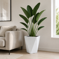 Pot de fleurs irrégulier en plastique, pots de fleurs blancs en forme de diamant, extra grand, léger, contemporain, mignon, pour l'intérieur/l'extérieur, jardin
