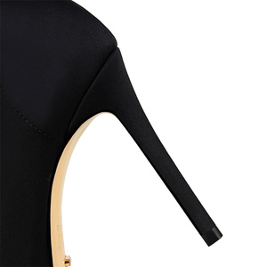 Chaussures à talons aiguilles sexy de 10 cm à bout pointu en satin pour femmes, style chaussettes, très tendance - Product Image 3