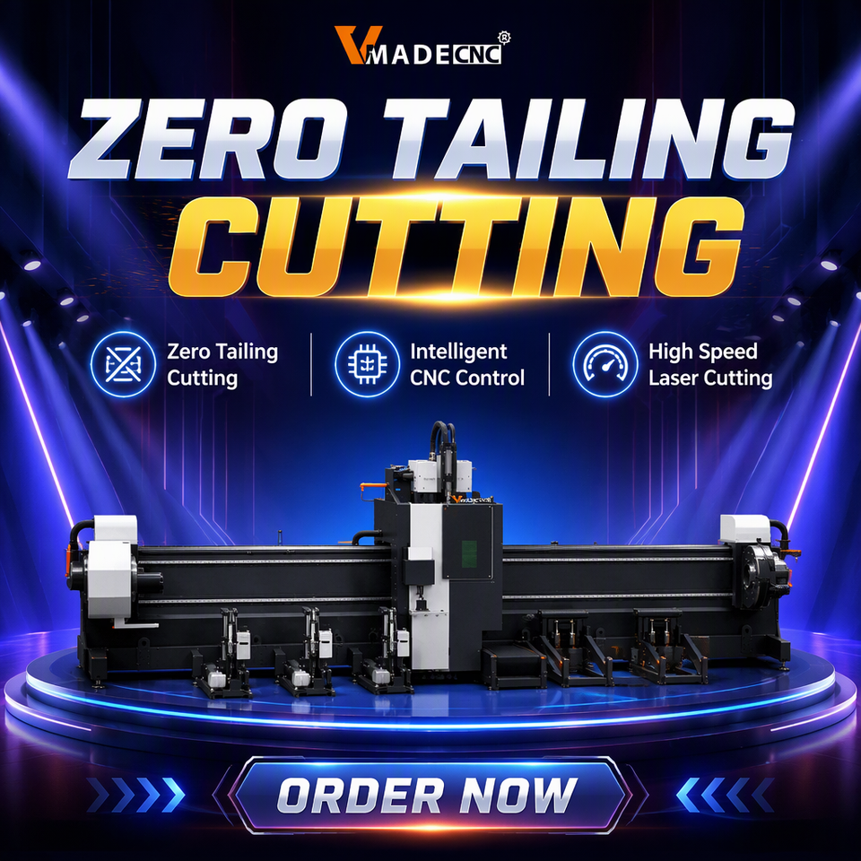 Three Chuck CNC Fiber Laser Tube Cutting Machine Zero Tailing 360mm ...