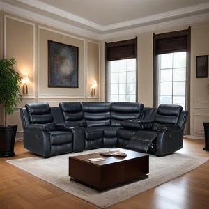 Canapé d'angle inclinable Vente à chaud Moderne Directe d'Usine Cuir Sectionnel Super Confortable Réglable Gonflable Bois 7018