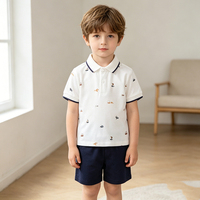 Ensemble de Vêtements Décontractés pour Garçons 2026 : T-shirts Polo Sportifs et Shorts en Coton Tricoté Texturé (2 Pièces)