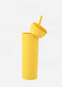 Vaso de plástico de doble pared con pajita 160z