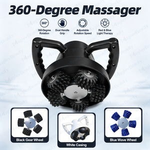 360 °   เครื่องนวดตัวไฟฟ้าแบบหมุนได้ ปรับความแรงได้ พร้อมฟังก์ชั่นเดินหน้า/ถอยหลัง สำหรับไหล่ คอ หลัง หน้าท้อง ขา ใช้ในบ้าน - Product Image 1