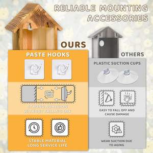 Maisons d'oiseaux de fenêtre à l'extérieur de la maison d'oiseaux à l'intérieur du nichoir en bois suspendu avec fenêtre transparente pour voir - Product Image 2