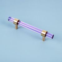 Poignées de tiroir longues en laiton avec cristaux rose, bleu et violet, barres hexagonales en verre pour armoire et meuble à chaussures, quincaillerie de mobilier
