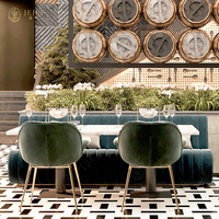 Ensemble de restaurant moderne en gros, 1 table, 4 chaises, canapé de salon de café, mobilier commercial, chaises pour restaurant, doré