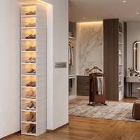 Boîte de rangement à chaussures pliable à 11 niveaux, organisateur de chaussures en plastique transparent empilable avec porte, armoire à baskets peu encombrante sans assemblage