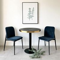 Table de salle à manger ronde, rectangulaire, carrée en acier inoxydable noir pour café, restaurant, mobilier de cafétéria, table de café