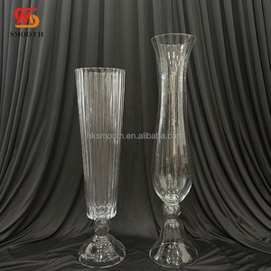 Vase en verre transparent en forme de trompette pour décoration de table de mariage en gros, centre de table floral - Product Image 2