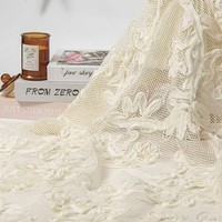 Jual Langsung Pabrik Kain Brokat Tricot Bordir Motif Bunga Rangkaian Gaya Baru Aksesoris Relief 3D 100% Akrilik untuk Anak Perempuan