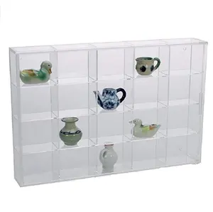 12 or 20 comaprtments acrylic wall display stand showing case for rocks minerals figurines shelf