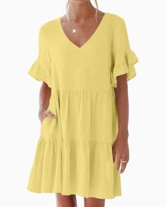 JAC22 FLT2134 Vestido Casual de Primavera/Verano <span class=keywords><strong>para</strong></span> Mujer, Nuevo con Cuello en V y Cintura Jacquard - Product Image 1