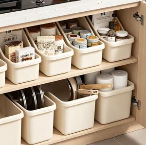 Bac de rangement en <span class=keywords><strong>plastique</strong></span> à ouverture inclinée avec roulettes, organisateur de tiroir coulissant pour cuisine, casseroles, épices, vaisselle et articles divers - Product Image 1
