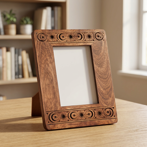 Handmade <b>Wooden</b> <b>Photo</b> <b>Frame</b> Rectangular Vertical Ornate Carved Moon Star Design Tabletop Home Decor Customized Picture <b>Frame</b> - Product Image 1
