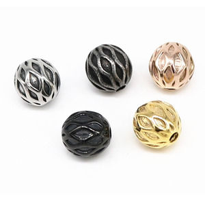 Perles d'espacement rondes en acier inoxydable yunnique pour la fabrication de bracelets, accessoires de bijoux DIY, vente en gros - Product Image 2
