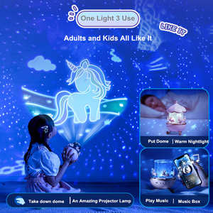 Luz de noche LED romántica con casa rotativa Proyección de cielo estrellado Mini altavoz inalámbrico Cosmic Dream para niños y adultos - Product Image 4