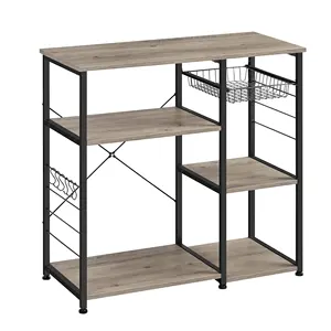 Multifunktion aler Küchen ständer Baker's Rack Organizer Stahlrahmen Mikrowellen herd Organizer Regal mit Haken und Korb