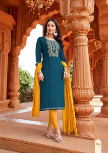 Nouveau haut de travail en viscose et bas en lycra de coton avec jacquard de mousseline pure Dupatta - Product Image 5