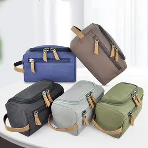 2024 Hot Selling Waterproof ODM Washable Canvas Light Weight Portable Men Male Travel Shower Cosmetic Toiletry Makeup Bag