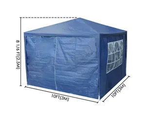 10x10' Outdoor Tents Gazebo Patio Canopy Wedding Party Tent with Optional 4 Removable Side Walls Blue