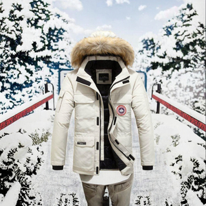 Casual Spring <strong>Long</strong> Hoody <strong>Jacket</strong> for Men Parka with Stand Fur Collar <strong>Waterproof</strong> Zipper Closure - Product Image 2