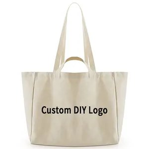 Drucken Benutzer definierte Diy Plain Blank Canvas Bag Umwelt freundliche Canvas Shopping Einkaufstasche Große Kapazität Einkaufstasche aus recycelter Baumwolle