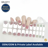 KIKILEE Autocollants de vernis à ongles imperméables en gel pré-cuites pour manucure complète, sans lampe UV, faux ongles en gel sans UV