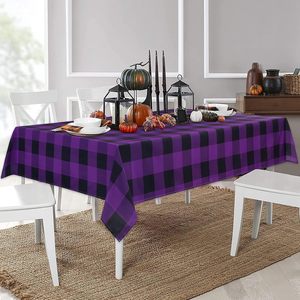 Nappe en polyester rectangulaire à carreaux orange noir Halloween décor à carreaux pour dîner vaisselle et décorations de fête - Product Image 2