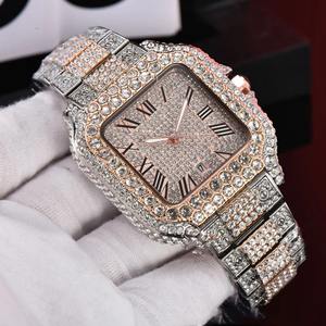 Montre pour homme en acier inoxydable de 41 mm, boîtier carré, alliage, diamant, étanche, quartz, mode, affaires, vente chaude - Product Image 3