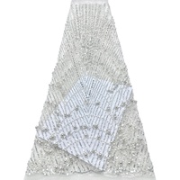 Nouveau tissu en dentelle perlée lourde Finshon blanc pour robe de mariée, tulle brodé pour robe de soirée femme