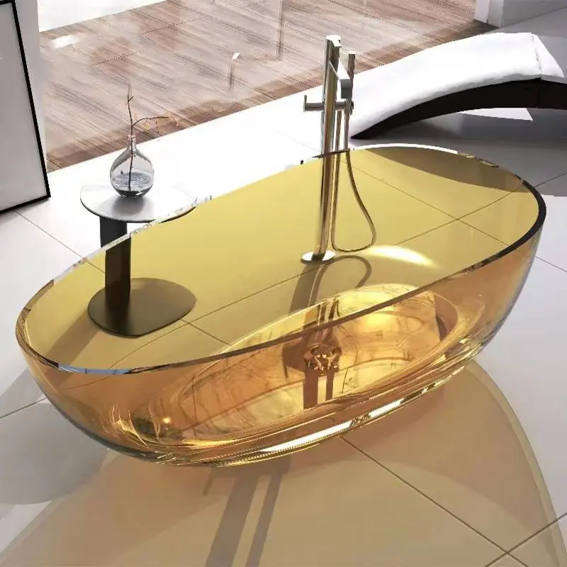Различные цвета желто-коричневая горячая ванна отдельно стоящая прозрачная Ванна из прозрачной смолы каменная ванна для ванны