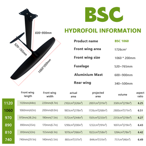 BSC 1060 Popular Hydrofoil de Carbono: Despegue Fácil, Deslizamiento Estable, Control Suave, 1726 cm², Ideal para Sesiones de Aprendizaje de Wing Foil para Principiantes - Product Image 2