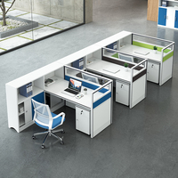Poste de travail modulaire en cloison pour 4 à 6 personnes, mobilier de bureau moderne, avec armoire de rangement centrale pour centre d'appels