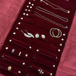 Étui de voyage de luxe pour bijoux, pliable, double niveau, organisateur de sac à roulettes, velours, durable, léger, collier, bracelet, OEM ODM - Product Image 4