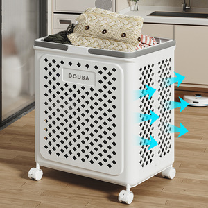 Cesta de ropa sucia plegable para baño doméstico, cesta de almacenamiento de gran capacidad con ruedas móviles para carga y transporte - Product Image 2
