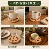 Sous-verre créatif en bois de hêtre massif, design unique en forme de racine de lotus, support de tasse à café isolant thermiquement, idéal pour offrir en cadeau