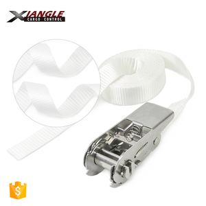 1 Inch 25mm <strong>White</strong> 304 Stainless Steel 800kgs <strong>Cargo</strong> Lashing Tie Down Ratchet Straps for Car Transportation - Product Image 5