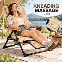 Chaise de massage pliable et portable pour l'extérieur avec 5 positions inclinables, fonction de pétrissage, chaleur, batterie rechargeable et repose-jambes extensible pour le soutien lombaire