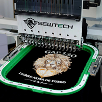 Machine à broder informatisée SEWTECH haute vitesse 1200 tr/min 600x400mm pour casquettes, tête simple, 15 couleurs avec système de casquette à 270 degrés