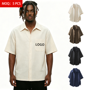 Camicia Casual Estiva da <span class=keywords><strong>Uomo</strong></span> <span class=keywords><strong>in</strong></span> Misto <span class=keywords><strong>Lino</strong></span> con Logo Personalizzato, Manica Corta, Traspirante, Asciugatura Rapida, Vestibilità Comoda, Bottoni - Product Image 1