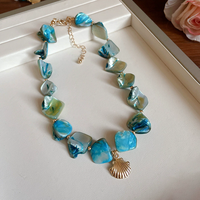 Collier double couche de luxe pour femmes collier en pierre de perles coquille étoile bohème plage fête cadeaux clavicule colliers ras du cou