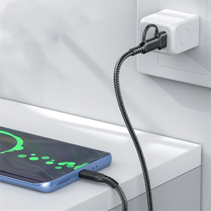 2 trong 1 sạc cáp <span class=keywords><strong>USB</strong></span> Loại C Điện thoại Di động Cáp dữ liệu cho Iphone Samsung Xiaomi Nylon dệt 1m 2M sạc cáp - Product Image 5